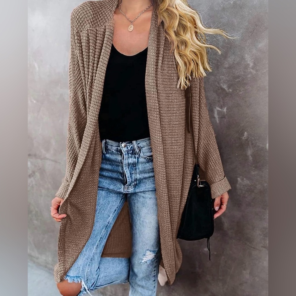 Cozy Brown Open-Front Cardigan